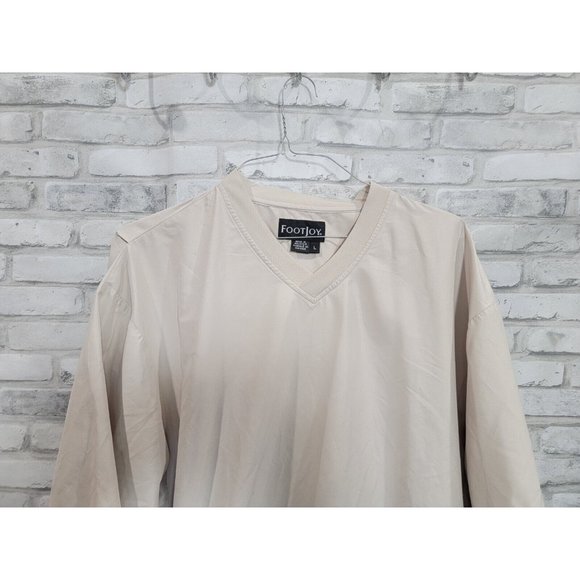 FootJoy Men’s Golf Rain Wind Sport Long Sleeve Beige Pullover Jacket Size Large - Picture 3 of 11